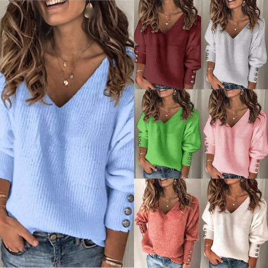 Pull en tricot pour femmes avec coupe ample et détails uniques de boutons Chic und Stil