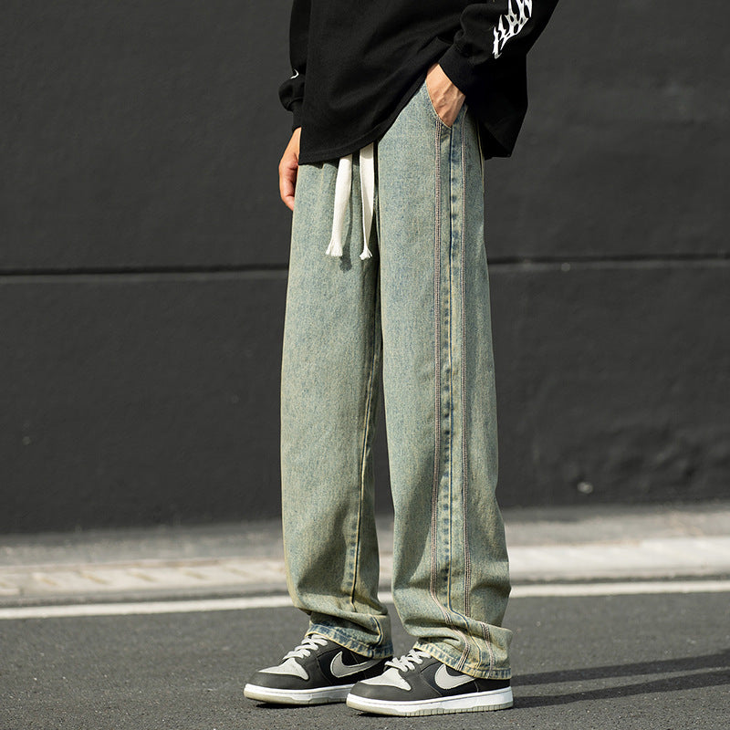 Loose-fit denim pants for men with contrast stitching Chic and Style