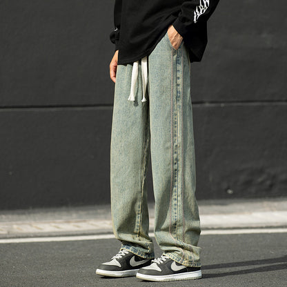 Loose-fit denim pants for men with contrast stitching Chic and Style