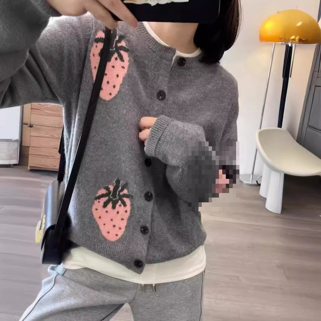 Dames Cardigan à motifs ludiques avec détail bouton Chic und Stil