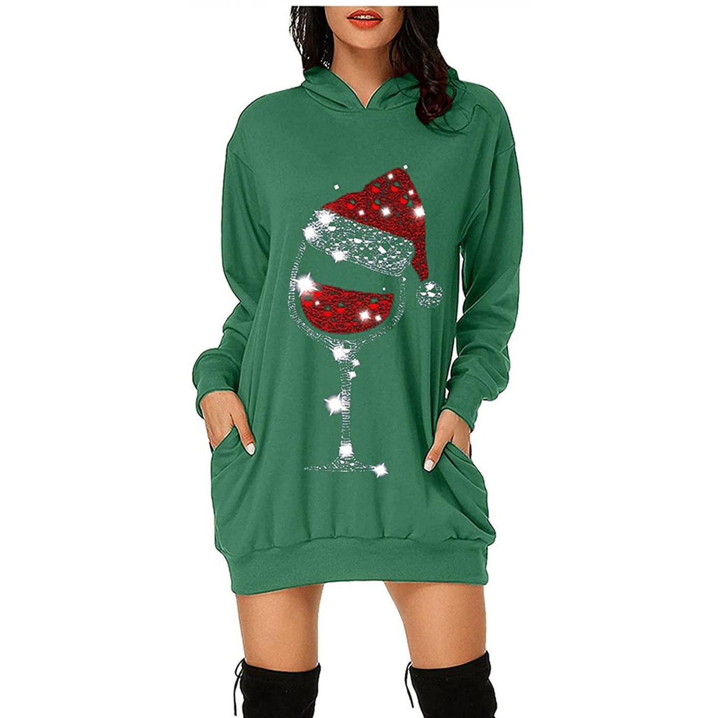 Robe à capuche pour femmes avec poches pratiques et inscription tendance Chic und Stil