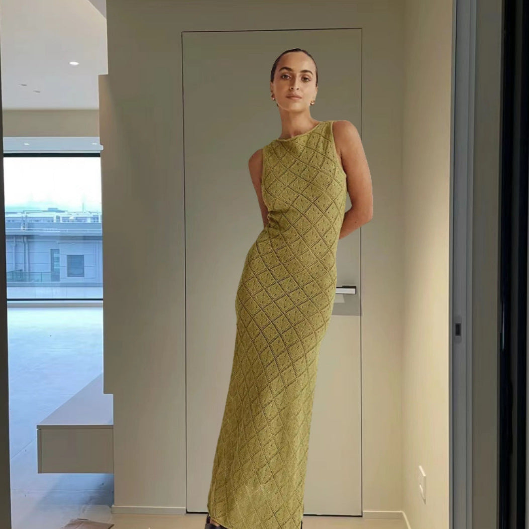 Robe maxi pour dames avec tissu en losanges décoratif et fente latérale Chic und Stil