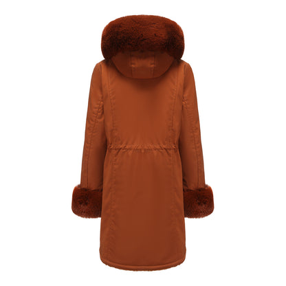 Dames élégante Parkajacke avec luxueux garniture en fausse fourrure Chic und Stil