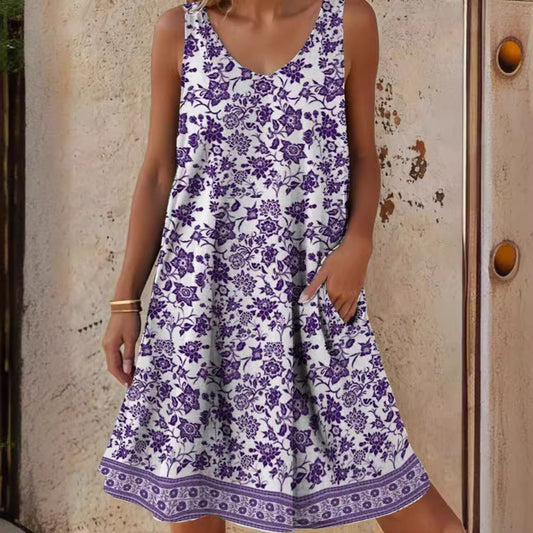 Robe de loisirs pour femmes avec motif floral et poches latérales pratiques Chic und Stil