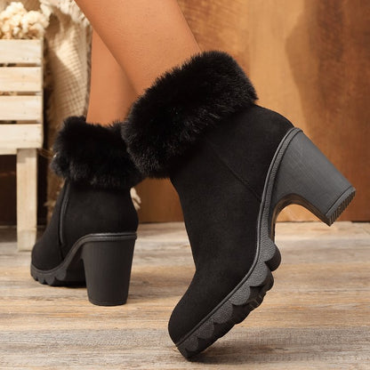 Dames élégantes bottines avec col en peluche Chic und Stil