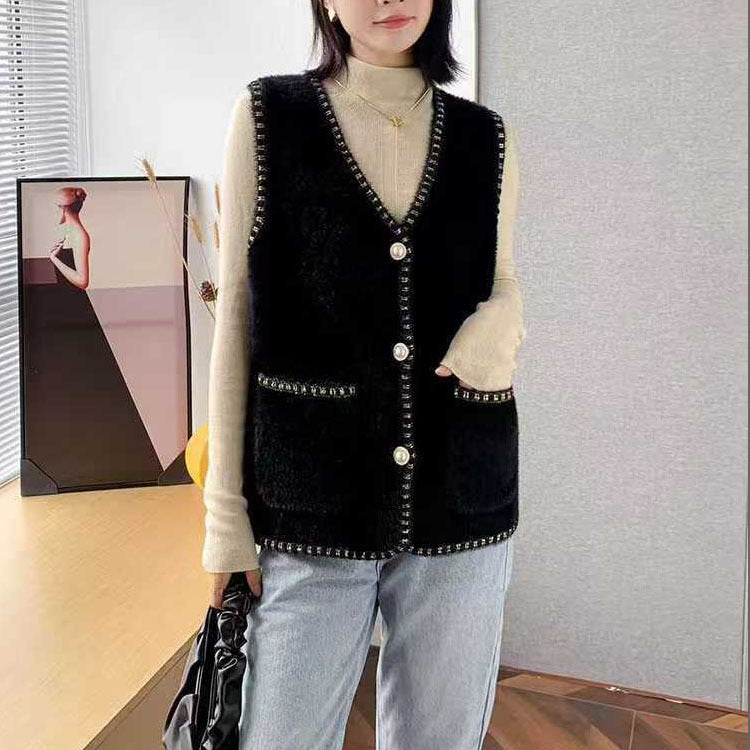 Dames gilet en tricot avec détails de boutons décoratifs Chic und Stil