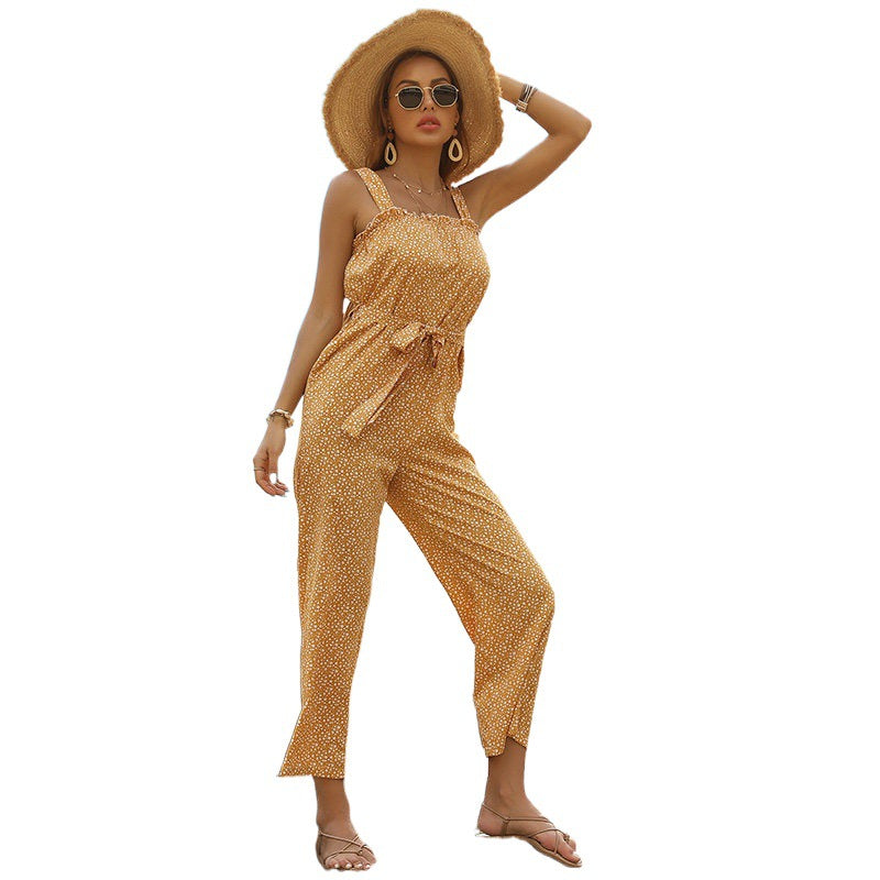 Dame combinaison avec impression florale et ceinture à nouer ajustable Chic und Stil