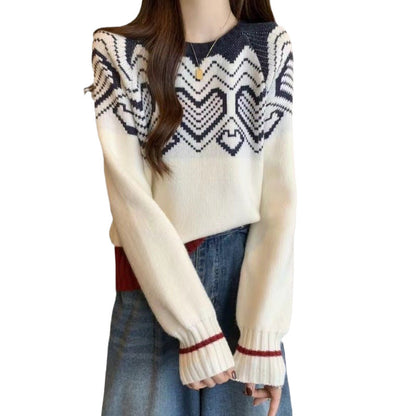 Pull en tricot confortable pour femmes avec motif graphique Chic und Stil