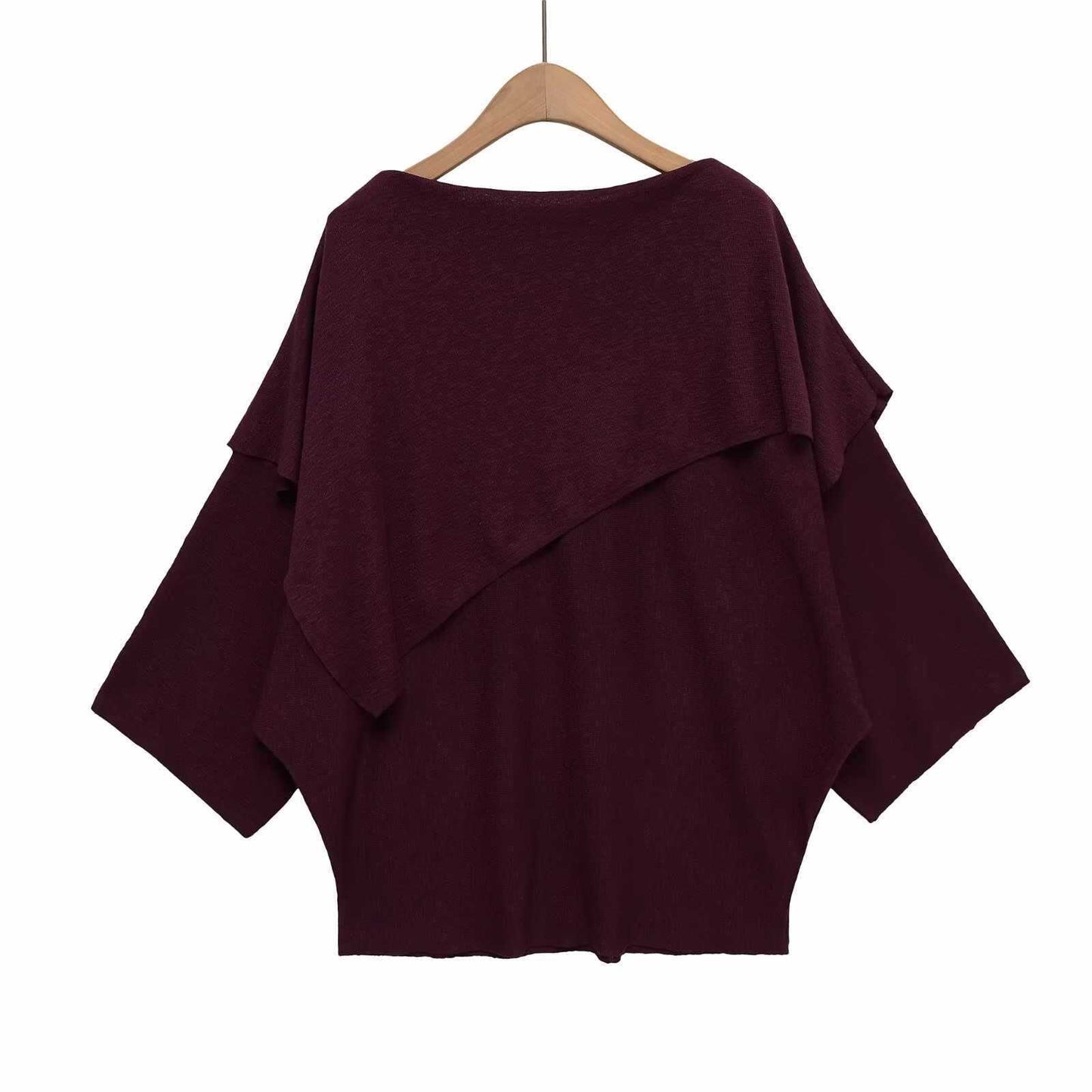 Ladies oversized elegant pullover with asymmetric cut and wide collar Chic and Style