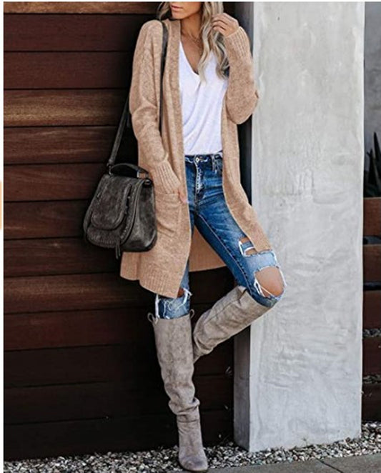 Cardigan tricot décontracté pour femmes avec poches profondes et design ouvert Chic und Still