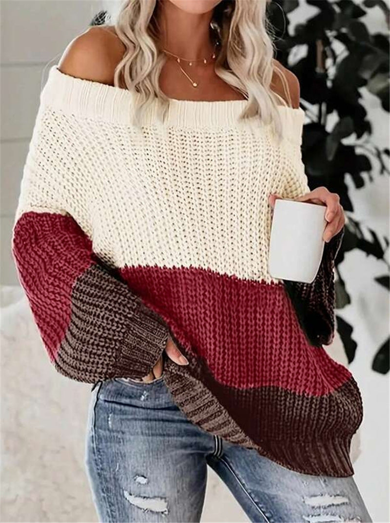 Pull en tricot surdimensionné pour femmes avec une coupe décontractée et épaule ouverte Chic und Stil