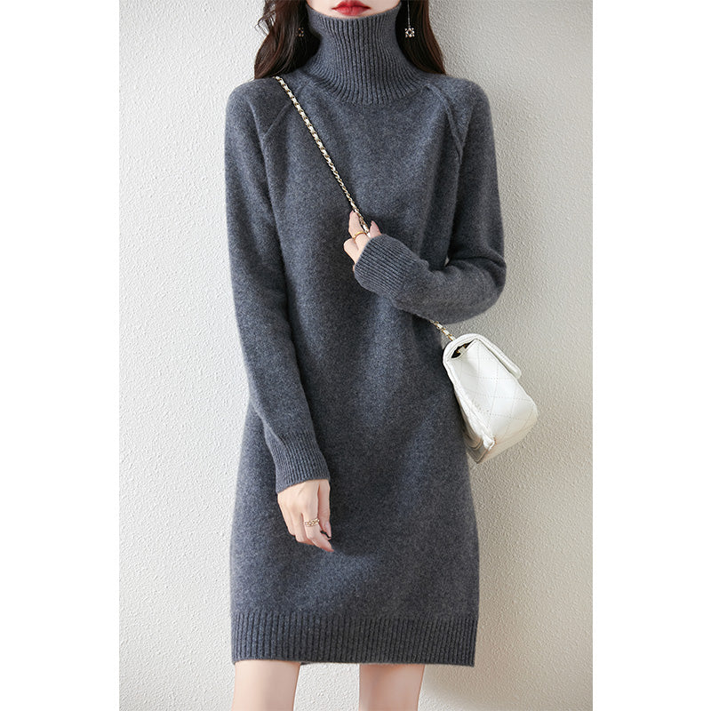 Robe en tricot pour dames avec col monté et matériau doux Chic und Stil