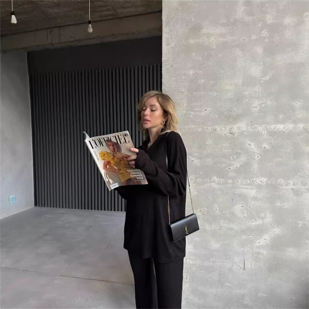 Casual sweater set for women and wide pants Chic und Stil