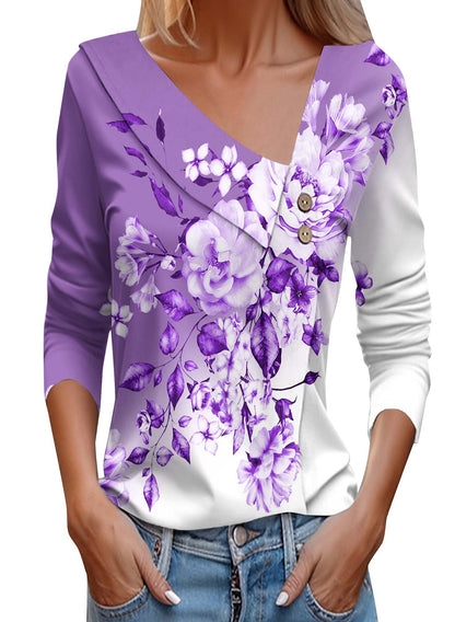Chemisier dames avec application florale et détails de boutons modernes Chic und Stil