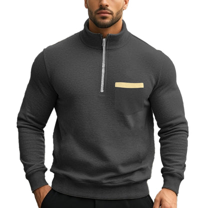 Sweatshirt pour hommes avec col montant et fermeture éclair intégrale Chic und Stil