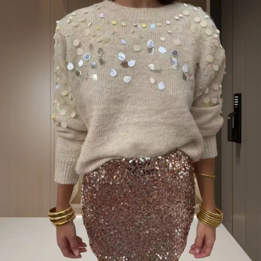 Femme Pull scintillant avec détail en sequins élégant et coupe décontractée Chic und Stil