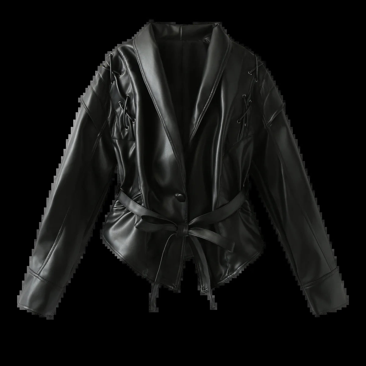 Blazer en simili cuir pour femmes au design moderne avec ceinture pratique Chic und Stil