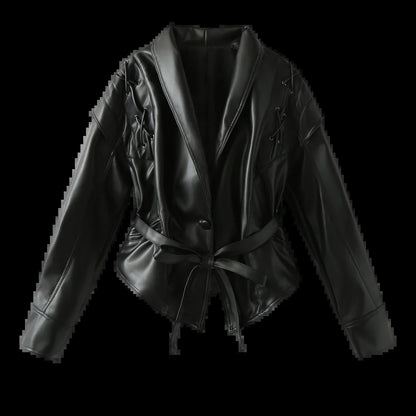 Blazer en simili cuir pour femmes au design moderne avec ceinture pratique Chic und Stil
