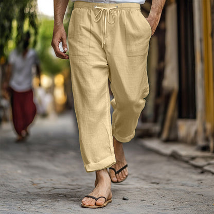 Casual and lightweight linen pants for men with elastic waist and practical side pockets Chic and Style