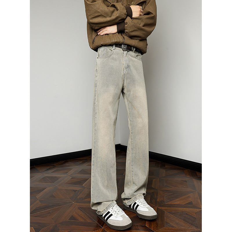 Wide leg denim pants for men with high waist and relaxed fit Chic and Style
