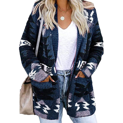 Dames cardigan élégant avec motif asymétrique et poches plaquées Chic und Stil