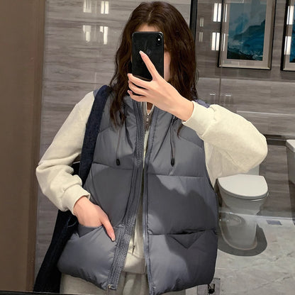 Dames gilet matelassé avec col haut et coupe surdimensionnée Chic und Stil