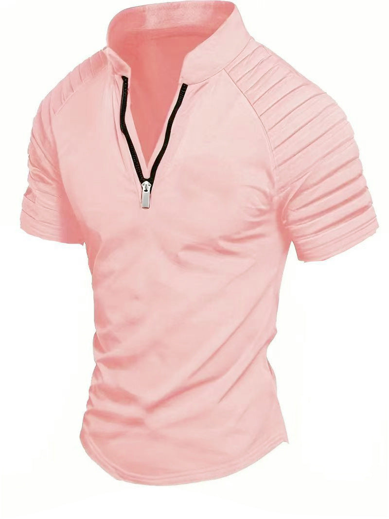 T-shirt de sport à manches courtes pour hommes avec fermeture éclair structurée Chic und Stil