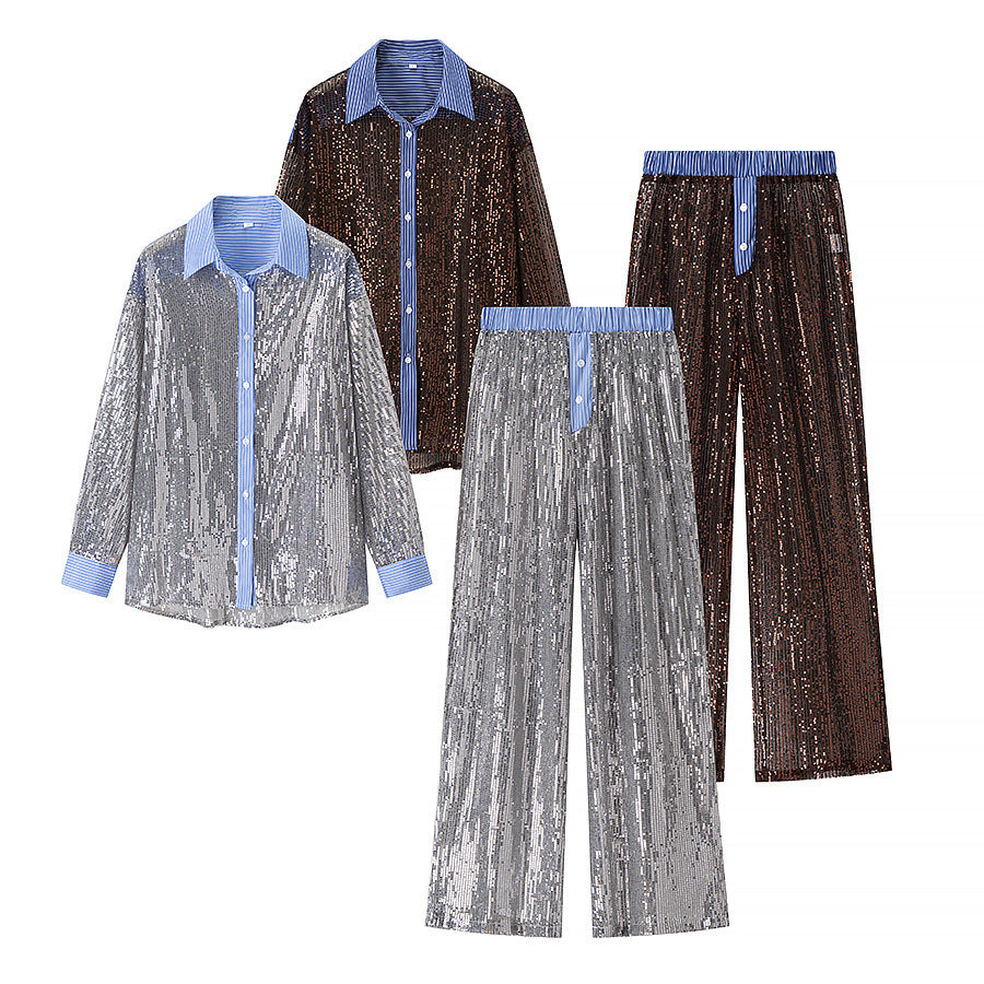 Dames Ensemble de pyjama glamour en sequins Chic und Stil