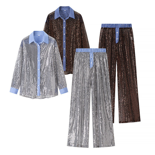 Dames Ensemble de pyjama glamour en sequins Chic und Stil