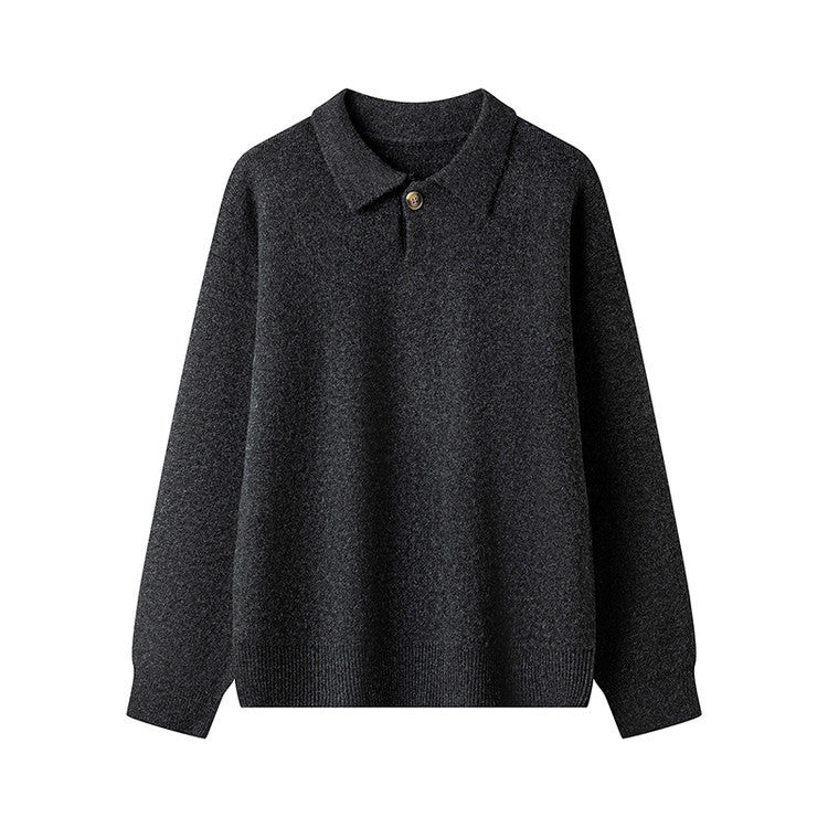 Elegant knitted pullover for ladies with polo collar and button Chic und Stil