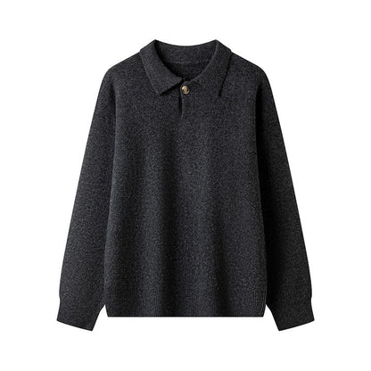 Elegant knitted pullover for ladies with polo collar and button Chic und Stil