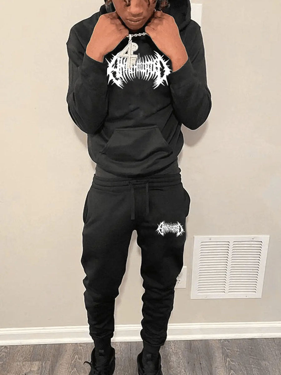 Men's hoodie and jogger pants set with eye-catching graphic design Chic and Style