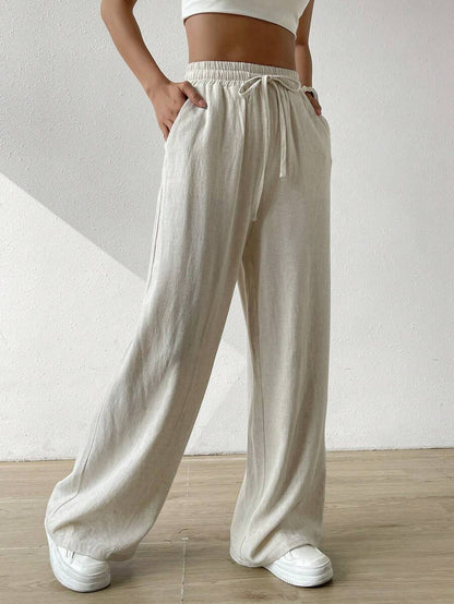 Casual linen pants for women with elastic waist and side pockets Chic and Style