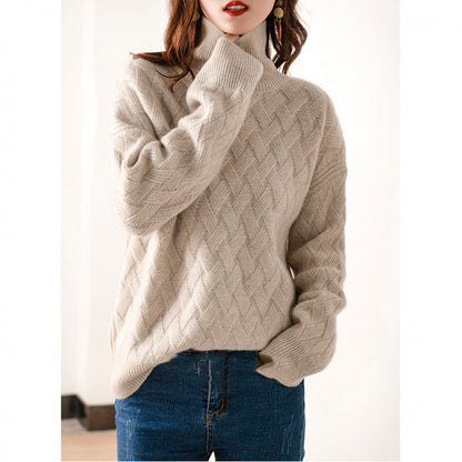 Dames Chunky Tricot Col Roulé Pull Chic und Stil