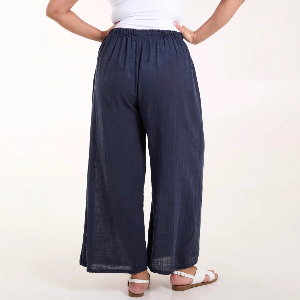 Light chiffon pants for women with elastic waist and practical pockets Chic and Style