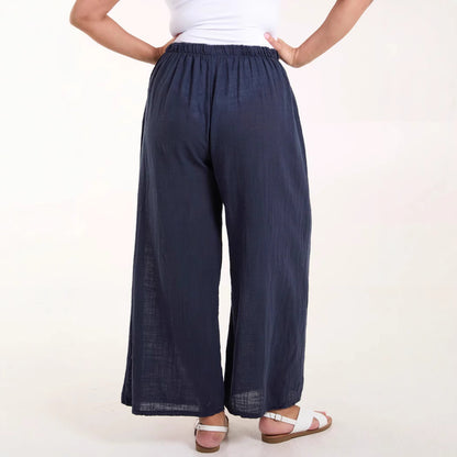 Light chiffon pants for women with elastic waist and practical pockets Chic and Style