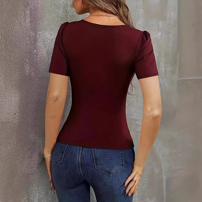 Body femme ajusté avec décolleté en V et manches courtes Chic und Stil