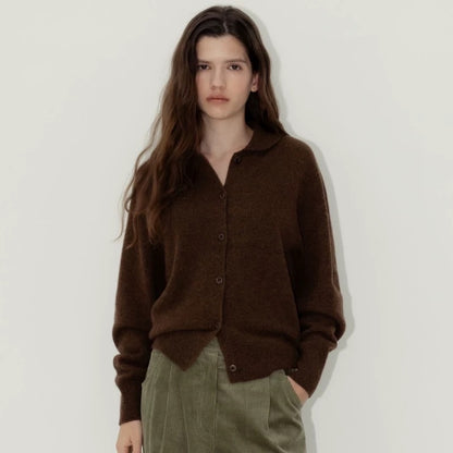 Dames Cozy Gilet en tricot avec col élégant et détails de boutons Chic und Stil