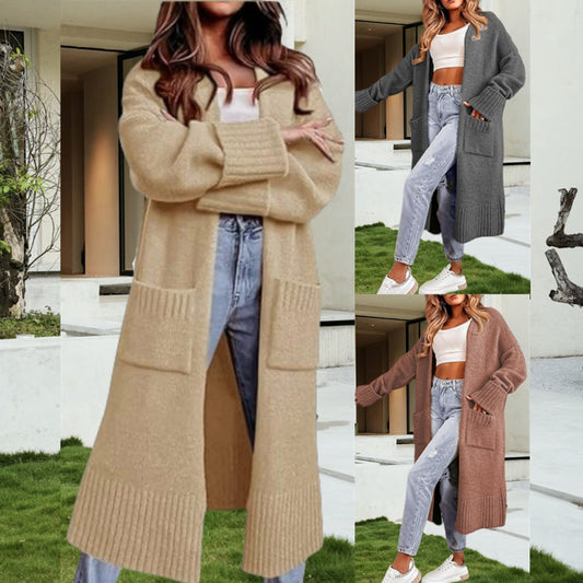 Dames Long Pull cardigan avec poches profondes et structure élégante Chic und Stil