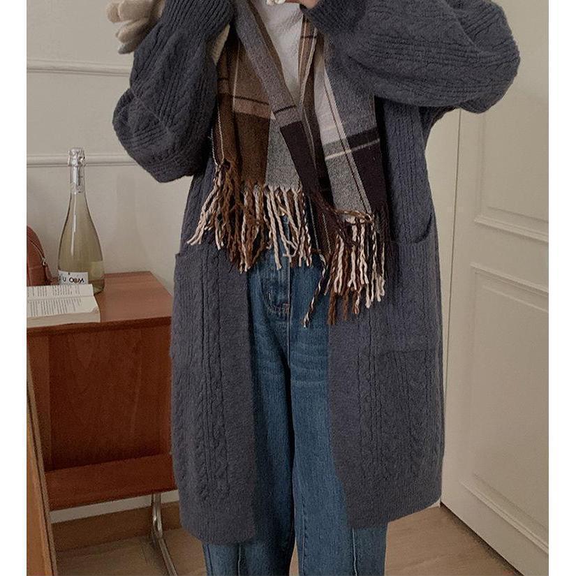 Dames Gros Tricot Cardigan avec poches profondes et design en tresse élégant Chic und Stil