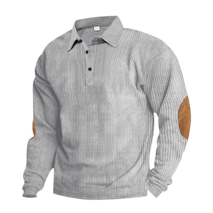 Chemise à manches longues pour hommes en matériau texturé avec des patchs pour coudes à la mode Chic und Stil