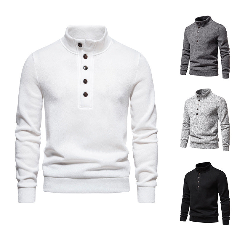 Pull-over pour homme avec col montant confortable, patte de boutonnage et design texturé Chic und Stil