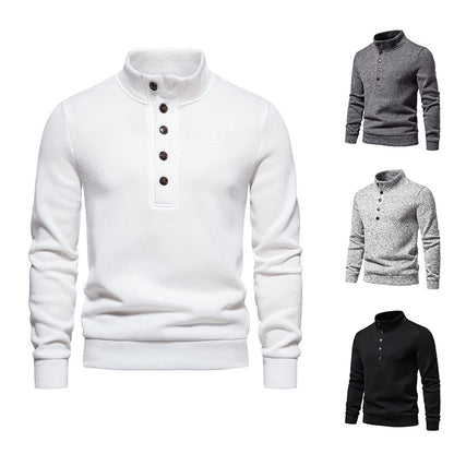 Pull-over pour homme avec col montant confortable, patte de boutonnage et design texturé Chic und Stil