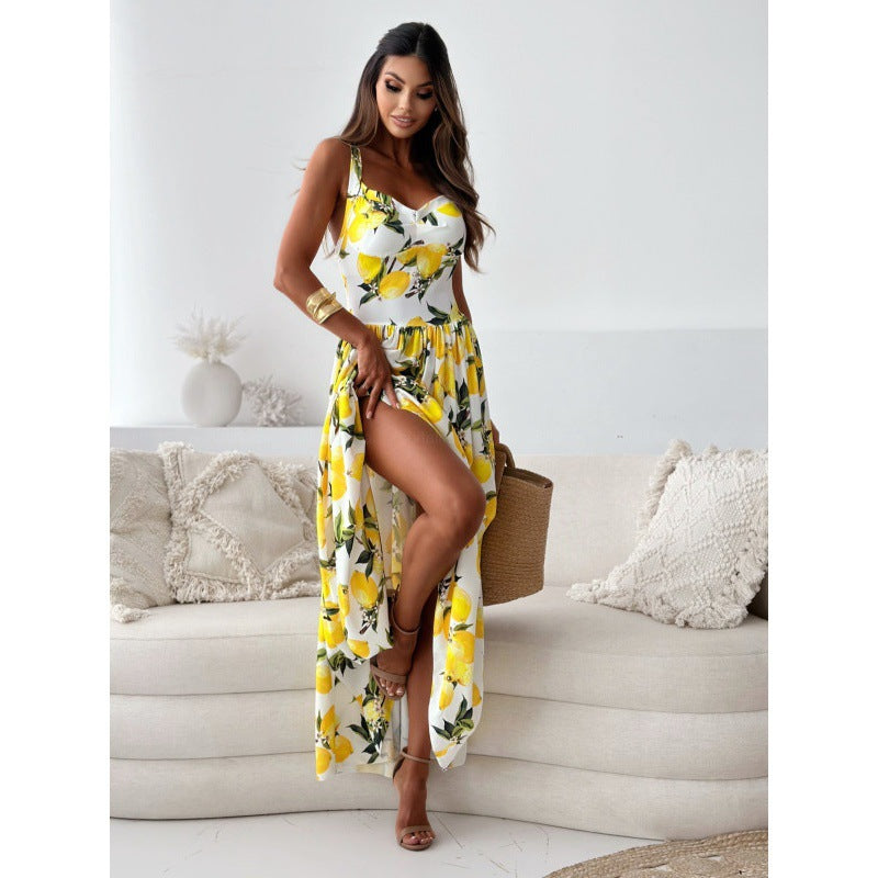 Robe maxi femme avec motif floral et fentes hautes Chic und Stil