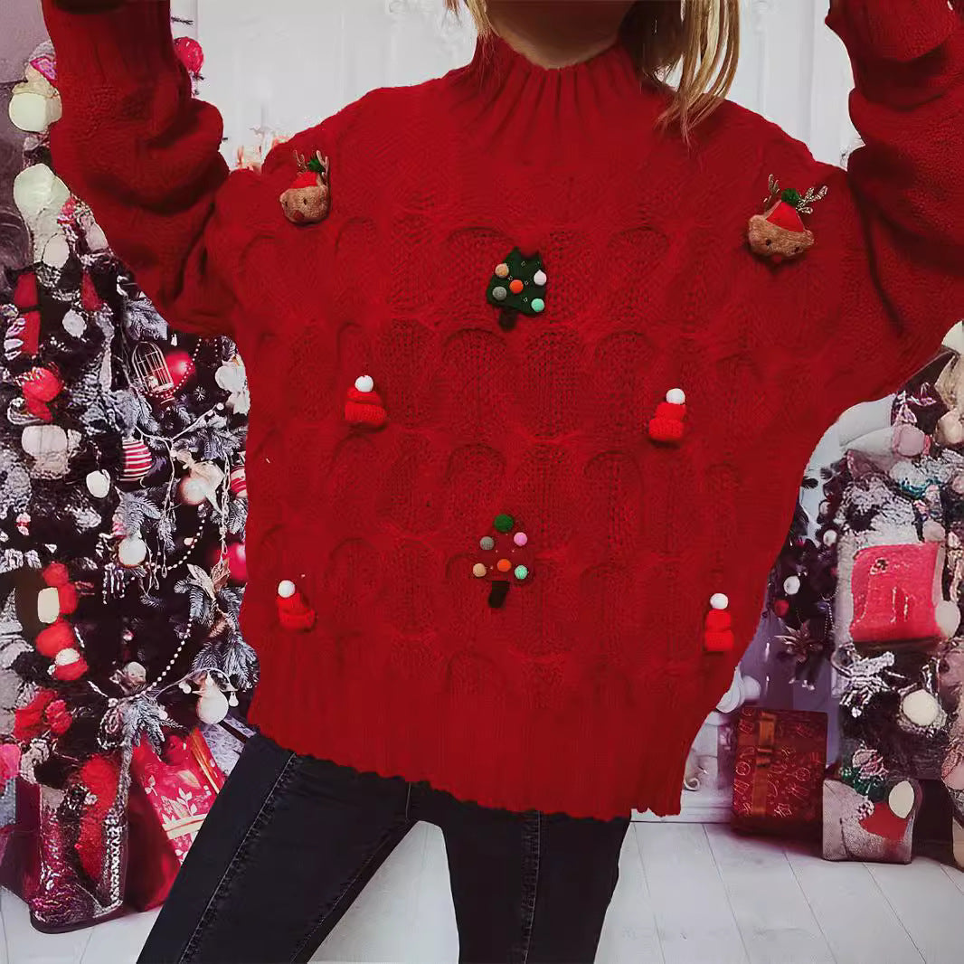 Pull femme d'hiver avec motif festif et tricot structuré Chic und Stil