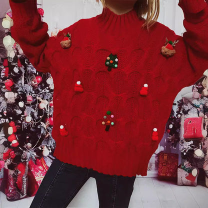 Pull femme d'hiver avec motif festif et tricot structuré Chic und Stil