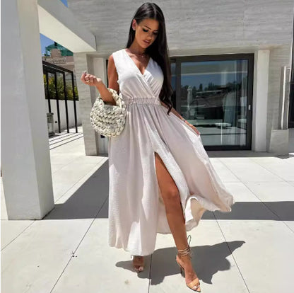 Robe maxi élégante pour femmes avec fente avant Chic und Stil