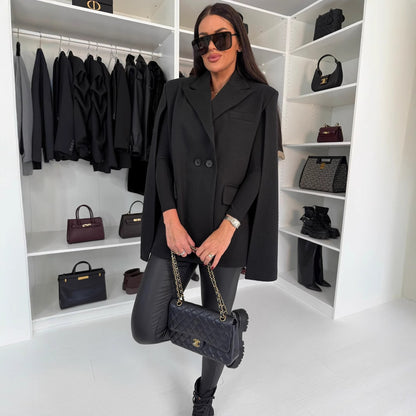 Dames Élégante Gilet en Laine avec Capuche et Double Boutonnage Chic und Stil