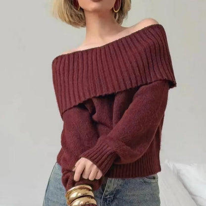 Pull élégant pour femmes avec col large en côtes et matériau doux Chic und Stil