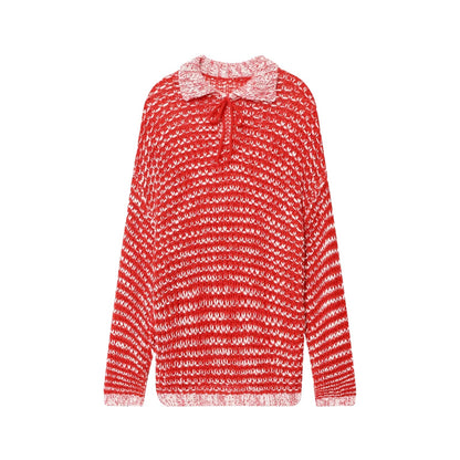 Pull en tricot décontracté pour femmes avec col à la mode et liens de fixation Chic und Stil